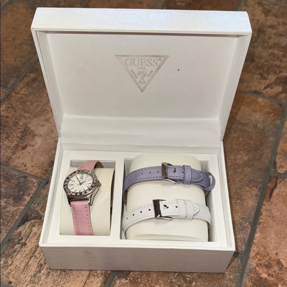 GUESS Women's Watch with Pink and Lavender Straps